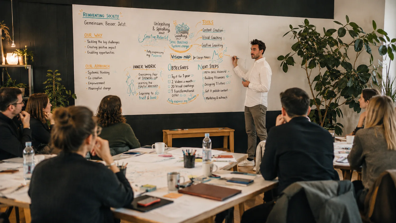 Robin Hotz begleitet einen Visionsworkshop mit einer Gruppe